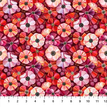 Sunday by FIGO - Packed Flowers on Red D90630-26