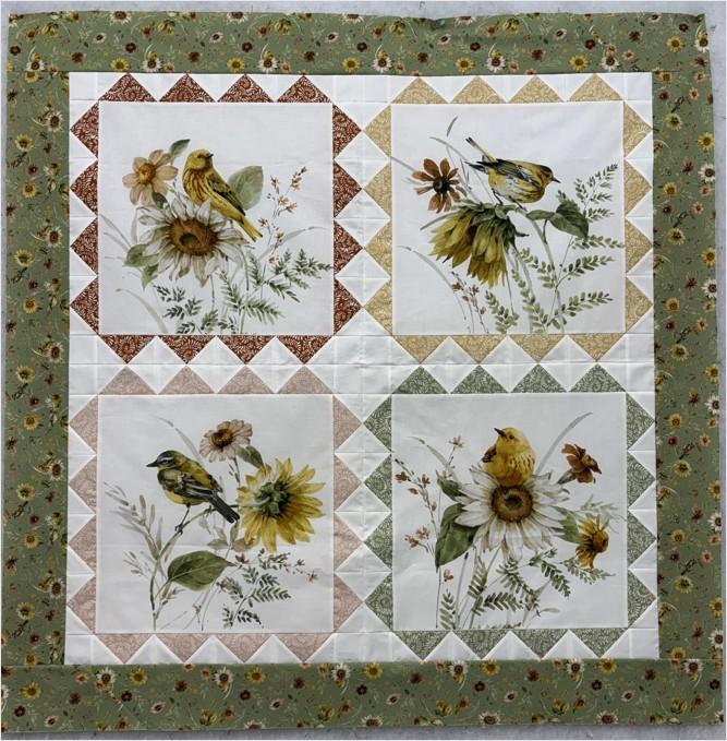 Sunflower Whispers Bird KIT - 48.5" x 48.5" includes binding