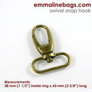 Swivel Snap Hook 1.5"- Antique Brass- Emmaline Bags - 2 PACK