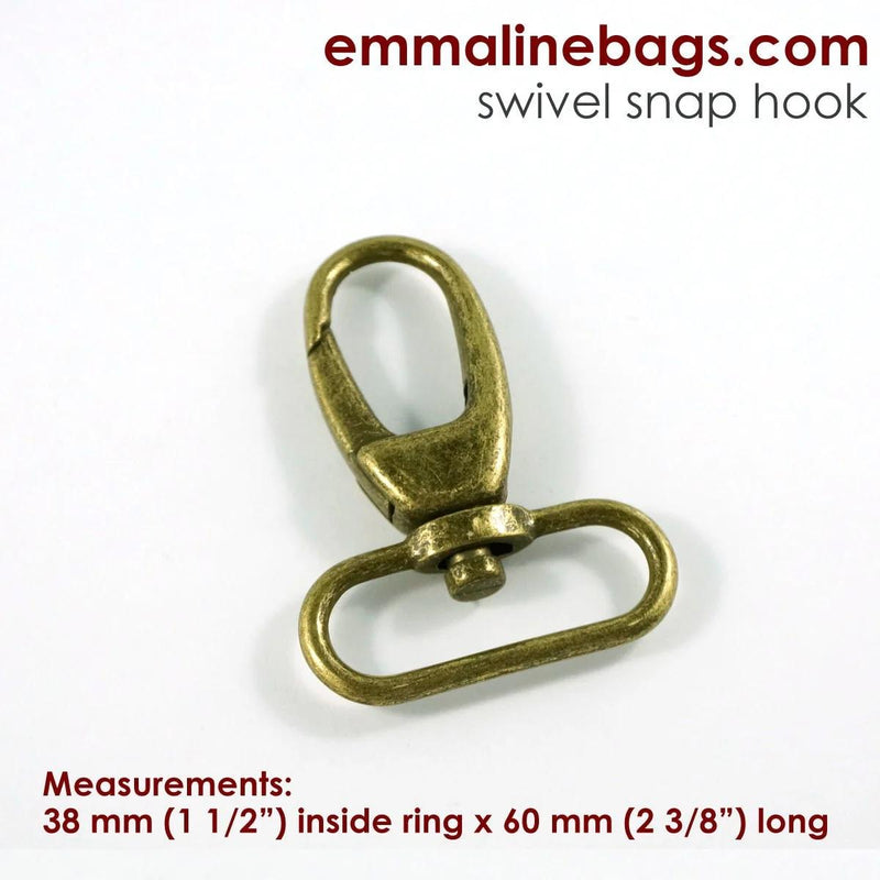 Swivel Snap Hook 1.5"- Antique Brass- Emmaline Bags - 2 PACK