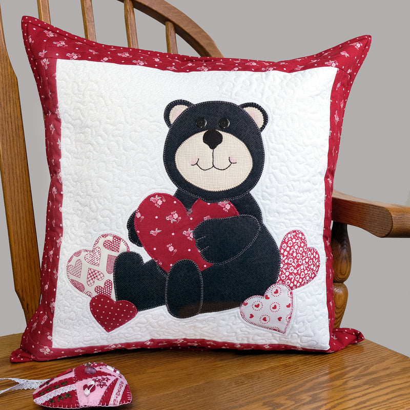 Teddy Love Pillow Pattern by Quilter's Bouquet (18" x 18")