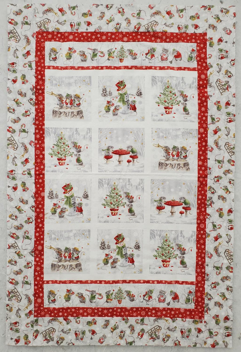 The Christmas Mouse FLANNEL Quilt Kit - 33" x 51.5" includes binding