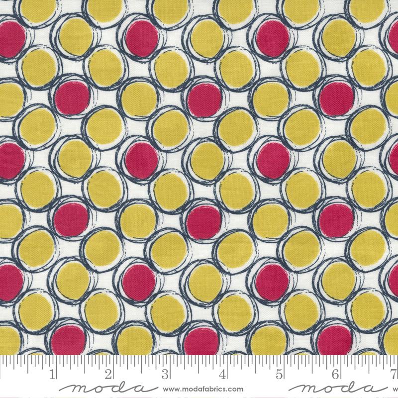 The Lookout by Moda - Lrg Dots Circles Maize/Rasp 18213-15