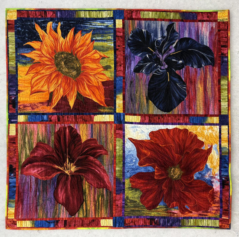 Thread Painted Flowers SAMPLE - FINISHED 47" x 47"