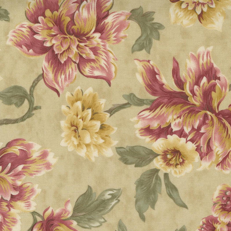 Threads that Bind by Moda - Wild Rose Large Floral Tan 28004-12