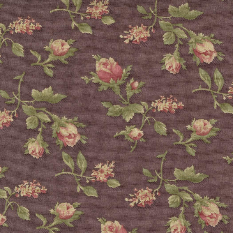 Threads that Bind by Moda - Wild Rose Med Floral Rhubarb 28005-17