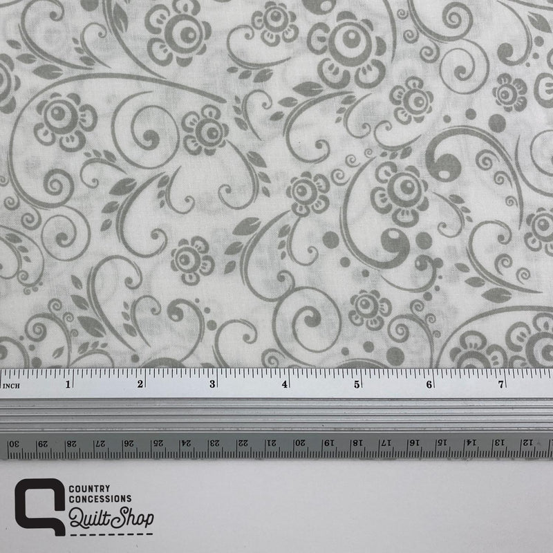 Tonal Prints - Grey on White - Swirls 1250-131