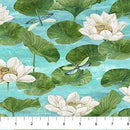 Tranquil Waters by Northcott - Turquoise Water Lilies DP27208-68