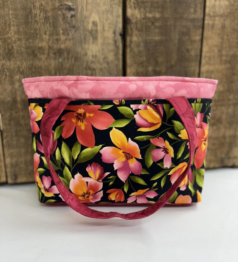 Tropical Floral Tote - SAMPLE - FINISHED - 12.5" x 4" x 9"