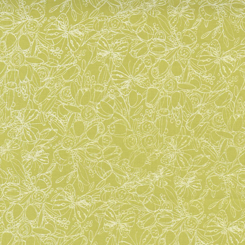 Tulip Tango by Robin Pickens for Moda - Butterfly Floral Chartruese 48712-15