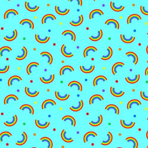 We Appreciate You by Benertex - Rainbows on Turquoise 12427-05