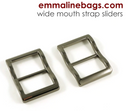Wide Mouth Strap Sliders 1" 2pc by Emmaline Bags - Gunmetal SLD2-25GM/2