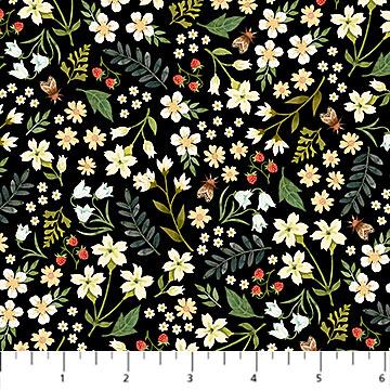 Wild Harvest by Northcott - Flowers Black - 27515-99