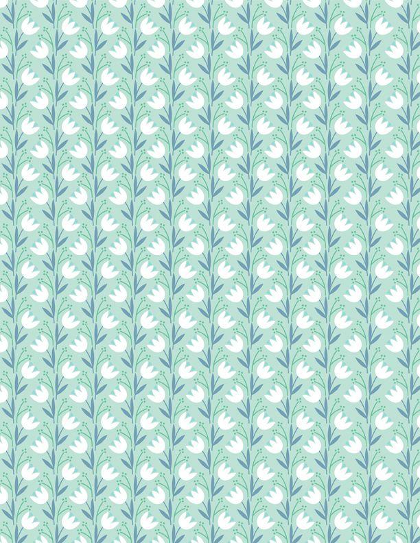 Windsong Meadows by Wilmington - Climbing Tulips Teal 3053-11607-714
