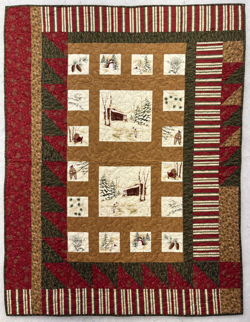Winter In The Country - FINISHED SAMPLE - Quilted & Bound - 46" x 58.5" - Flannel Backing