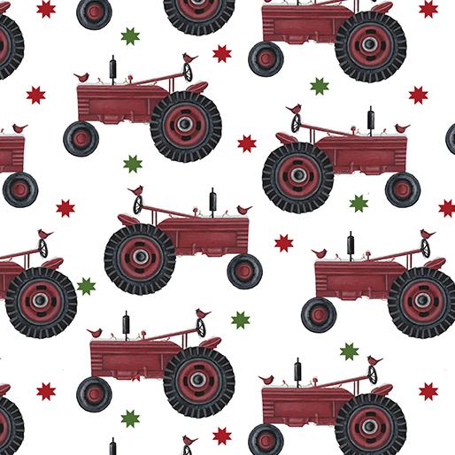 Winter at the Farm by Benartex - Tractors on White 13456-09