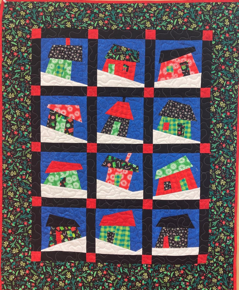 Wonky Houses Wallhanging - SAMPLE - FINISHED Quilted & Bound - 36.5" x 45"