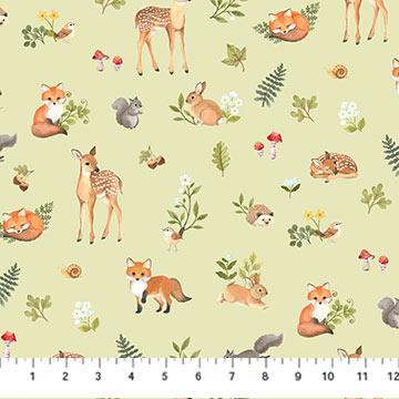 Woodland Babes by Northcott by Northcott - Green Multi Animals DP27169-72