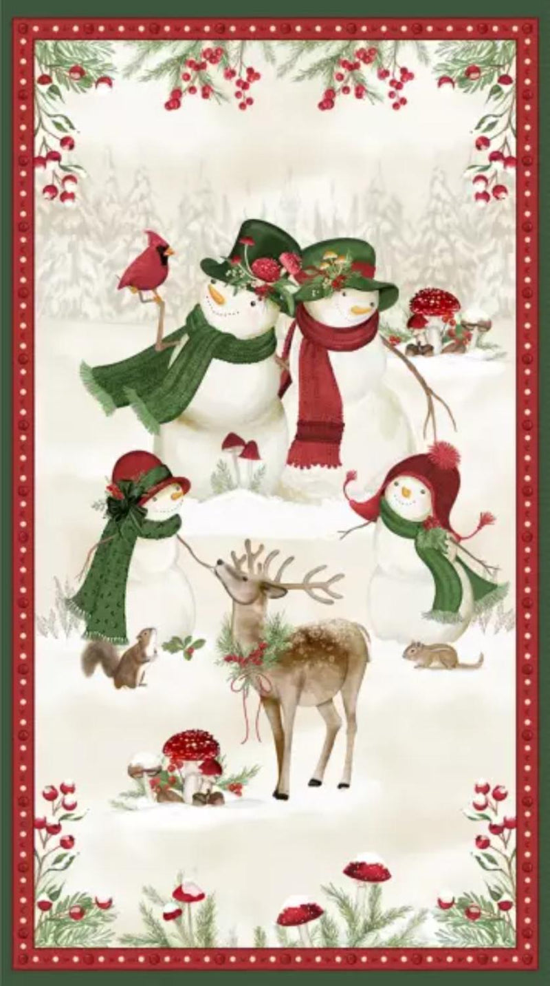 Woodland Snowmen by Wilmington - PANEL- Large Snowmen 24"x42" 3017-27732-273