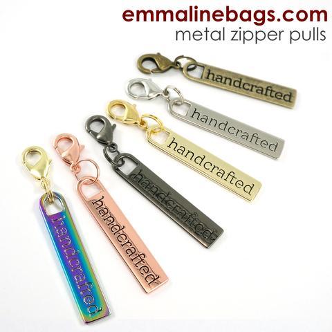 Zipper Pull "Handcrafted"- Gunmetal - Emmaline Bags