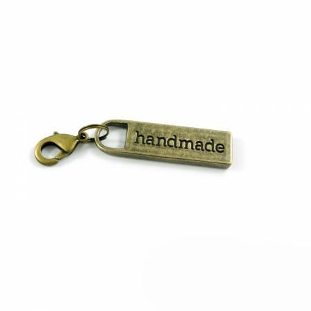 Zipper Pull "Handmade" by Emmaline Bags - Antique Brass  EB-PULL-1AB