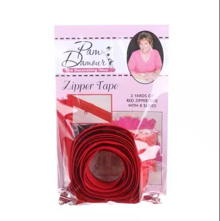 Zipper Tape-PD- RED -ENR/R 3yds w/8 sliders
