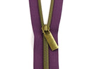 Zipper Tape - 3 yds + 9 pulls - Purple Tape, Antique pull - ZBY5C39