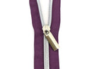 Zipper Tape - 3 yds + 9 pulls - Purple Tape, Nickel pull - ZBY5C36
