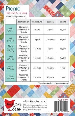Picnic Quilt PATTERN by Cluck Cluck Sew (6 Sizes) CCS199