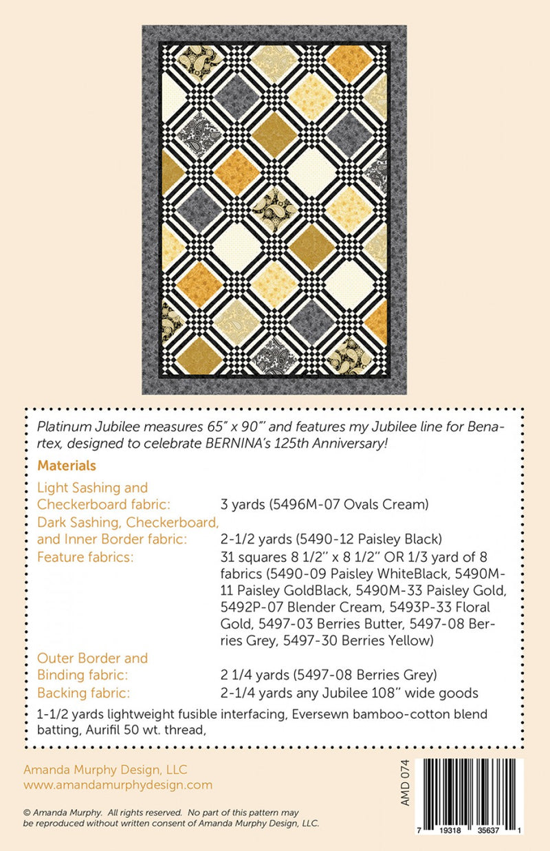 Platinum Jubilee Quilt Pattern by Amanda Murphy (65" x 90") AMD074