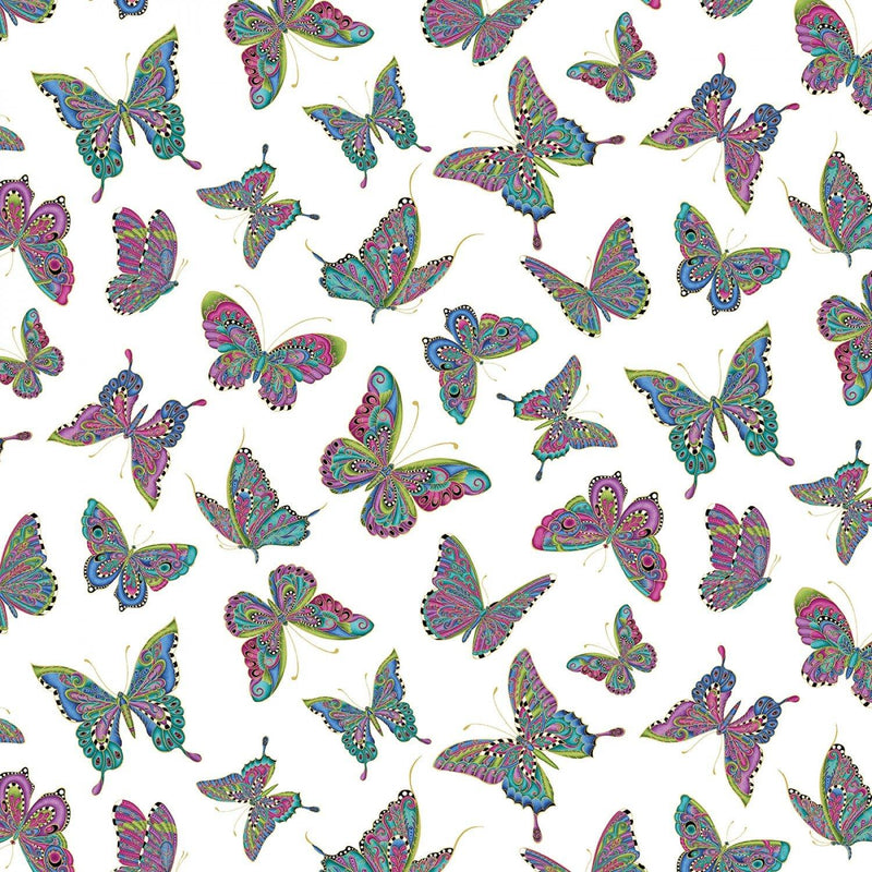 Alluring Butterflies for Benartex - White Butterflies 13306M-09