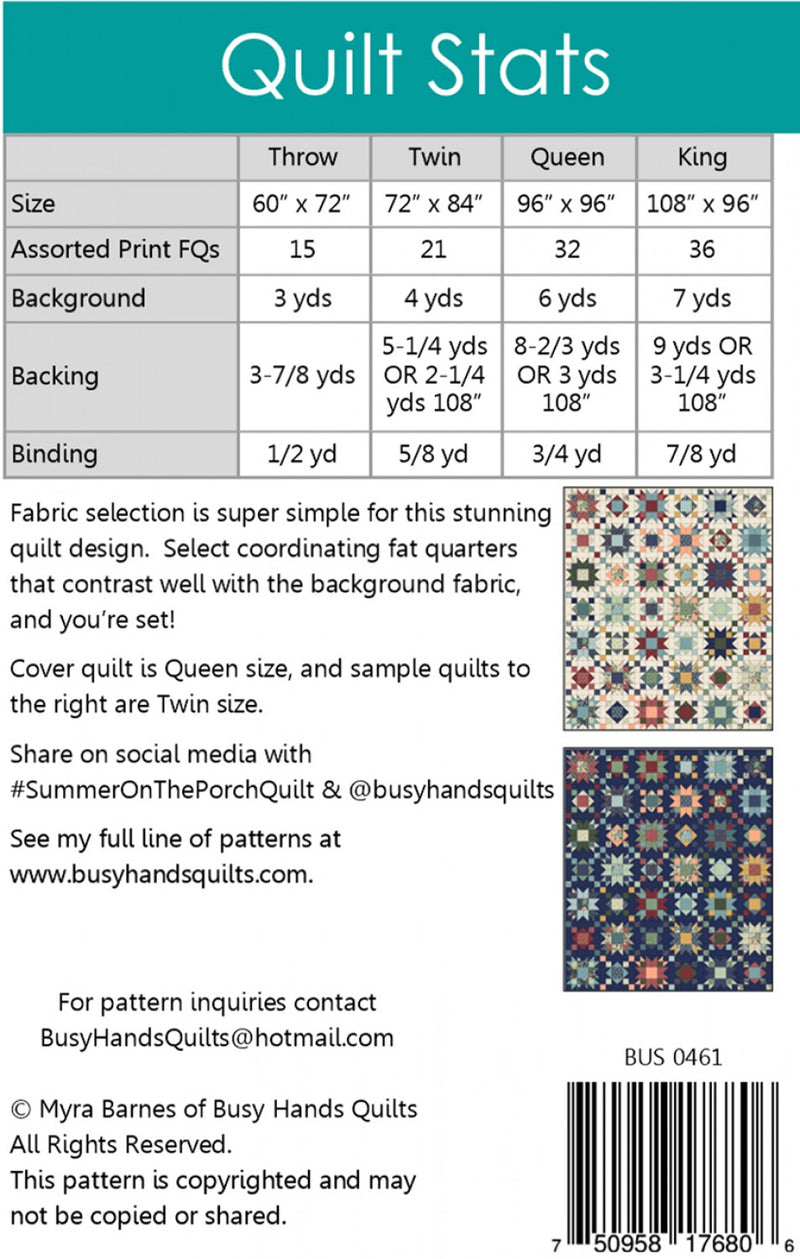 Summer On The Porch Pattern by Busy Hands Quilts - BUS0461