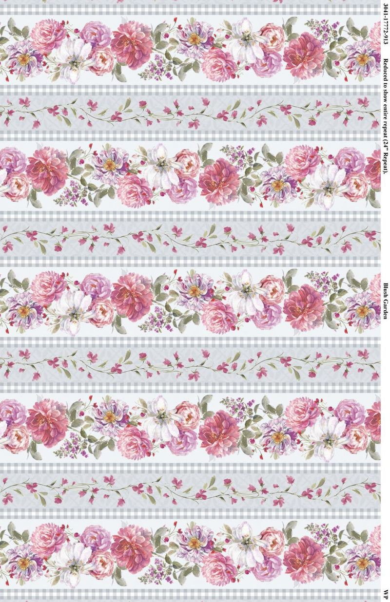 Blush Garden by Wilmington - Floral Stripe 3041-17772-913