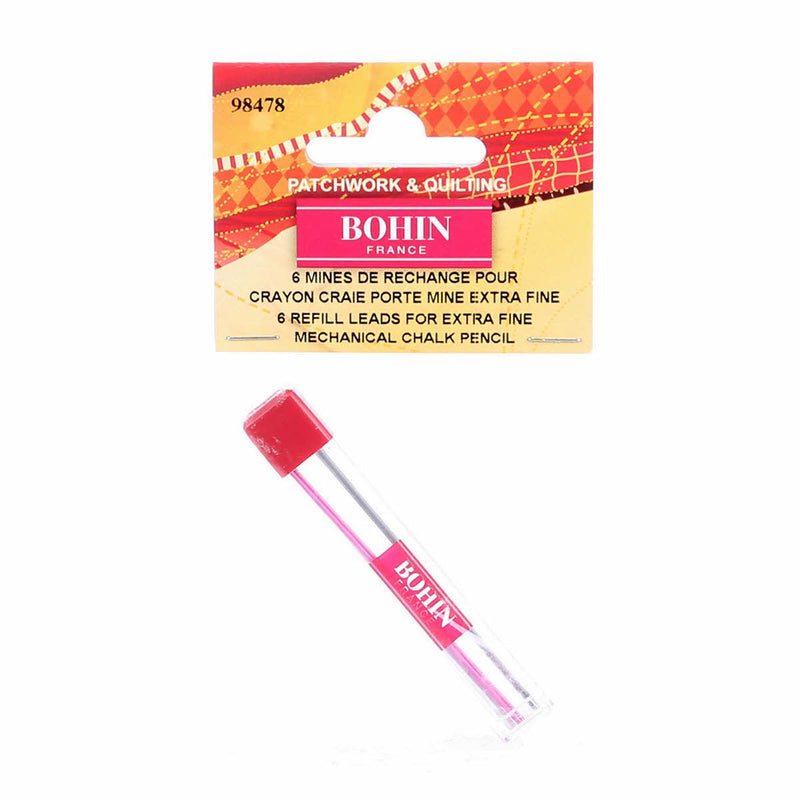 Bohin Mechanical Pencil 6-PackRefill xfine/.09mm White/Pink/Black - 98478