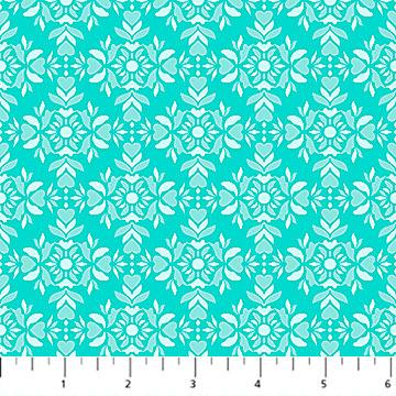 Celebrations Busy Bunny - Hearts Damask Turquoise 10136-61