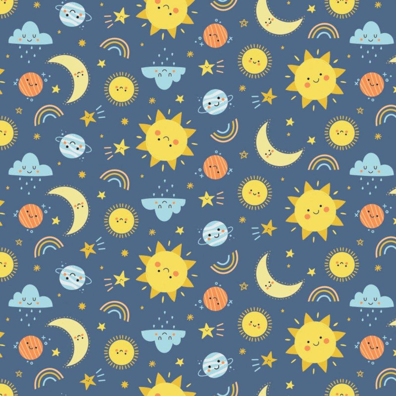 Cheerful Sky Printed Flannel by Camelot - 21200102B-02 Denim