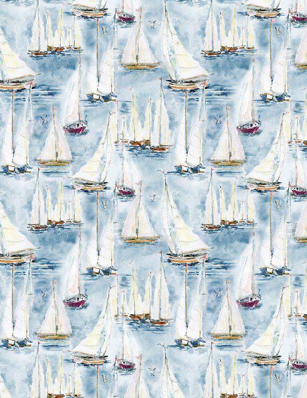 Coastal Sanctuary by Wilmington Prints - Boats All Over Blue 3023-39783-441