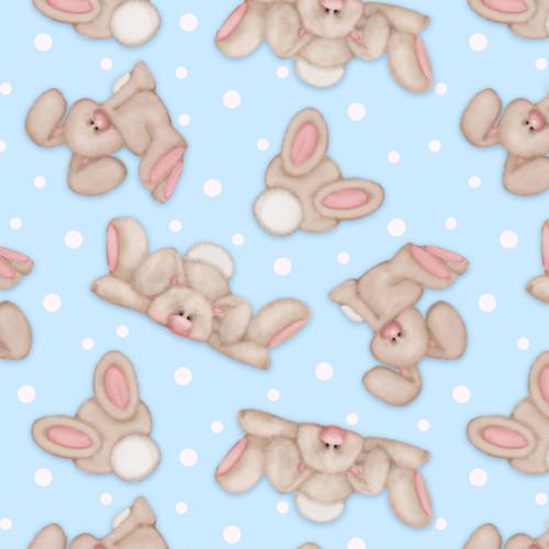 Comfy Flannel Prints by A.E. Nathan - Bunnies on Light Blue Dot 0961-11 Blue