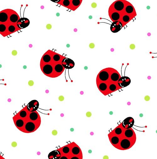 Comfy Flannel Prints by A.E. Nathan - Ladybugs on White Dot 1019-8
