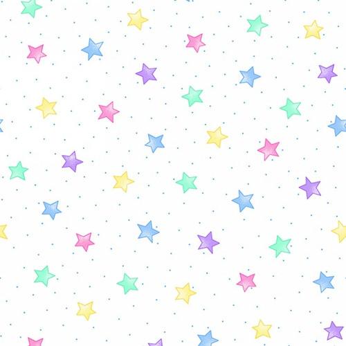 Comfy Flannel Prints by A.E. Nathan -  Pastel Stars on White 3128x-124