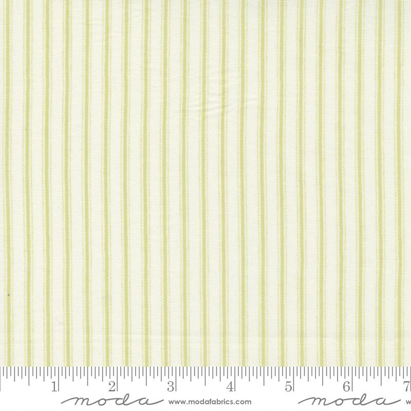 Cottage Linen Closet by Moda - Ticking Stripe Sprout on Linen 18736-13