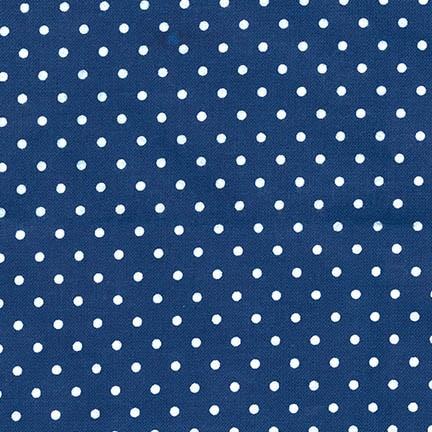 Cozy Cotton FLANNEL by Kaufman - White Dots on Navy 9255-9