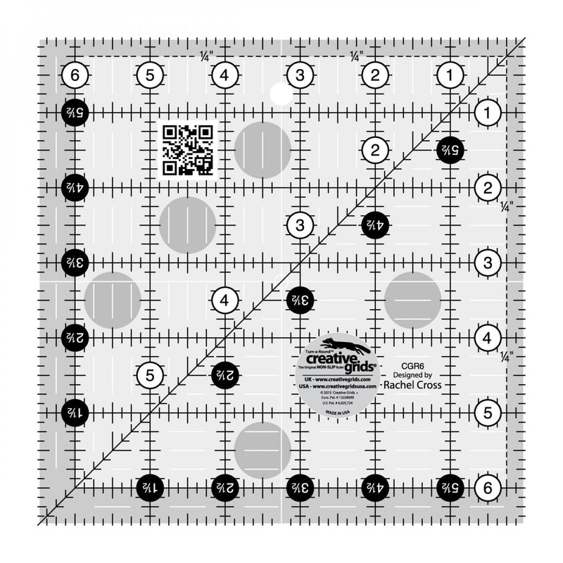 Creative Grids Non Slip Ruler 6.5" Square - CGR6