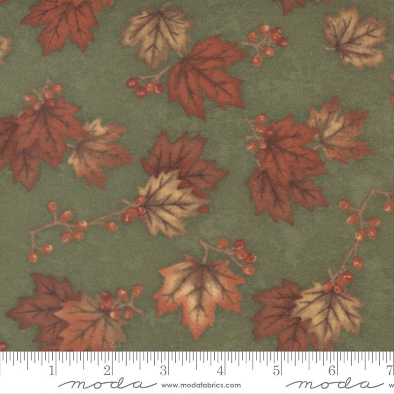 Fall Melody FLANNEL by Moda - Maple Leave Scatter Olive 6902F-12