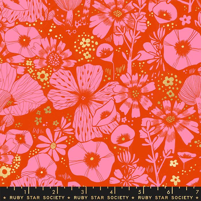 Firefly by Ruby Star Society for Moda - Metallic Red Floral 2068M-14