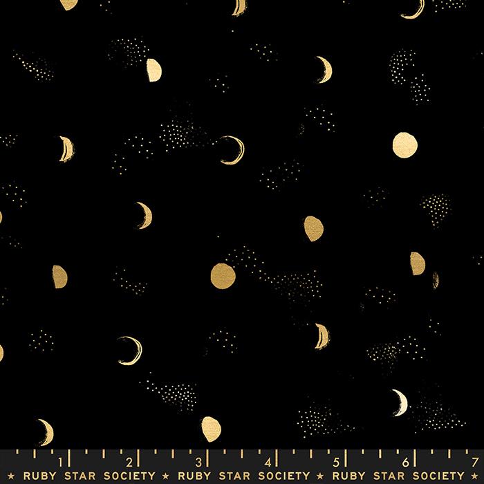 Firefly by Ruby Star Society for Moda - Moon Phases on Black 2073M-14