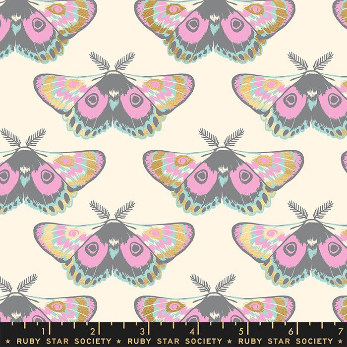 Firefly by Ruby Star Society for Moda - Moths on Cream 2067M-14