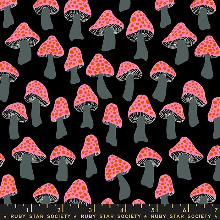 Firefly by Ruby Star Society for Moda - Mushrooms on Black 2072-15