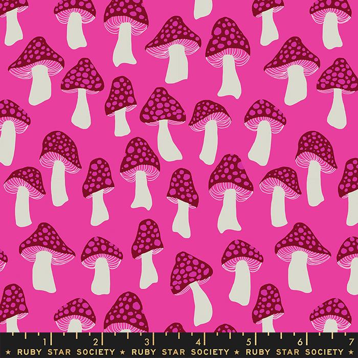 Firefly by Ruby Star Society for Moda - Mushrooms on Pink 2072-13