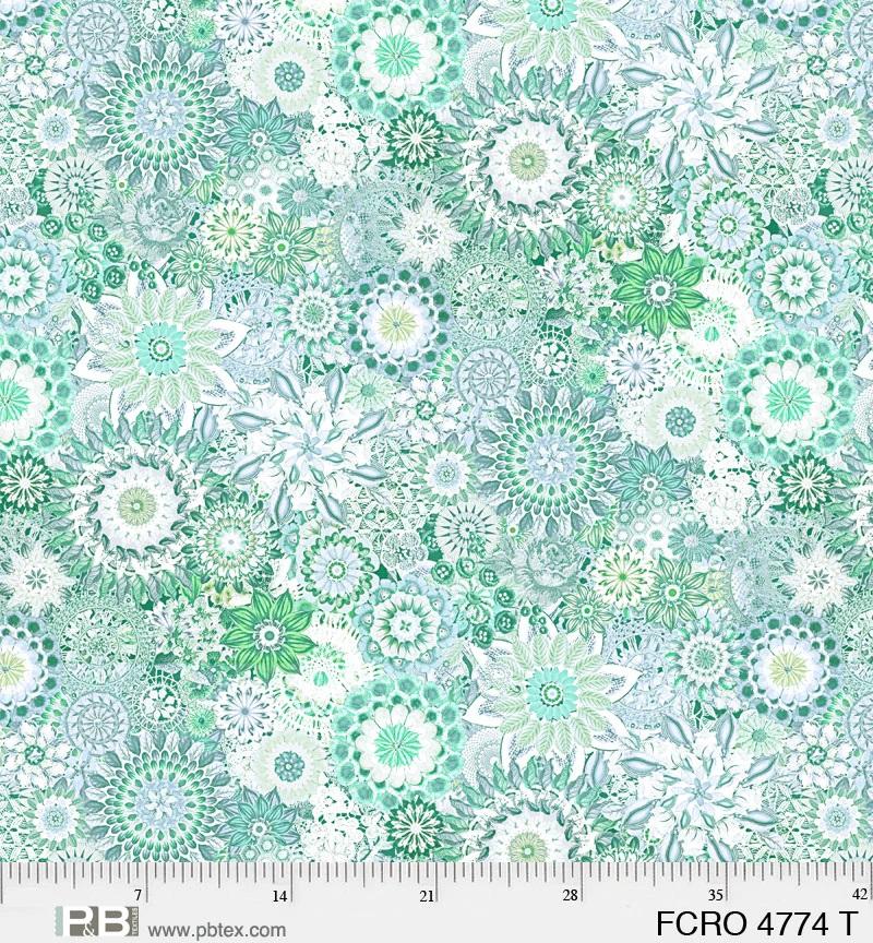 Floral Crochet WIDEBACK 108" by P&B Textiles - Packed Green Floral 4774-T